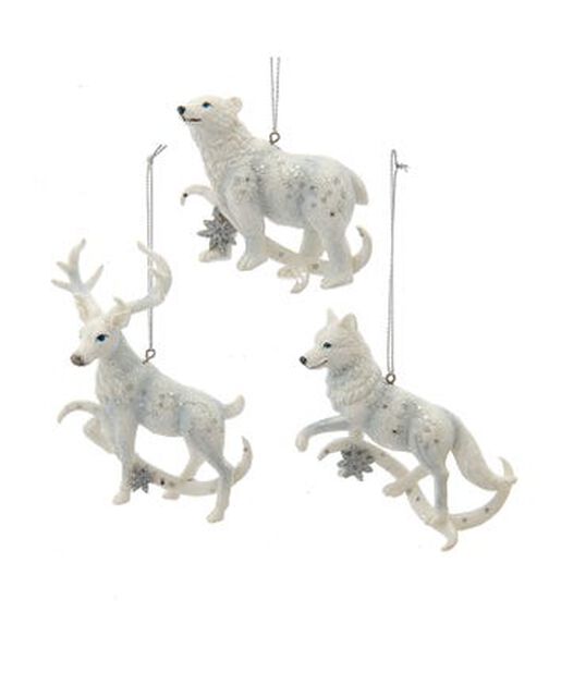 Julepynt bjørn/hjort/ulv, Høyde 8 cm, Offwhite