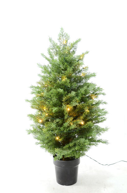 Kunstig juniperus med lys, Høyde 90 cm, Grønn