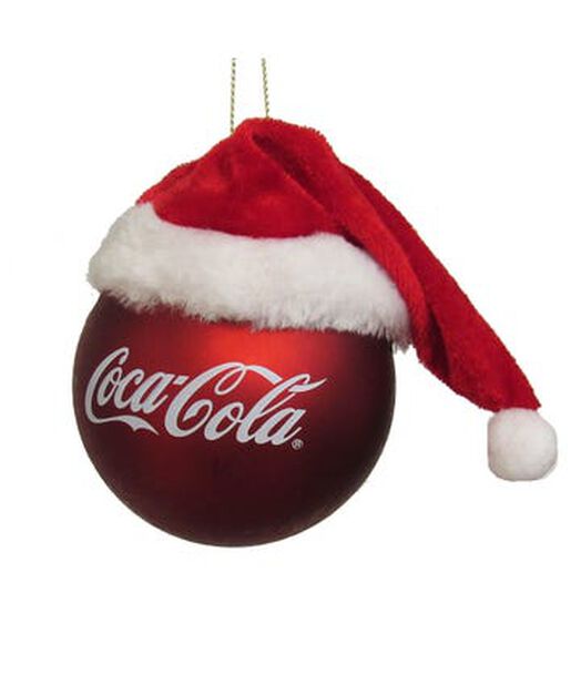 Julekule Coca-Cola med nisselue, Høyde 9 cm, Flerfarget